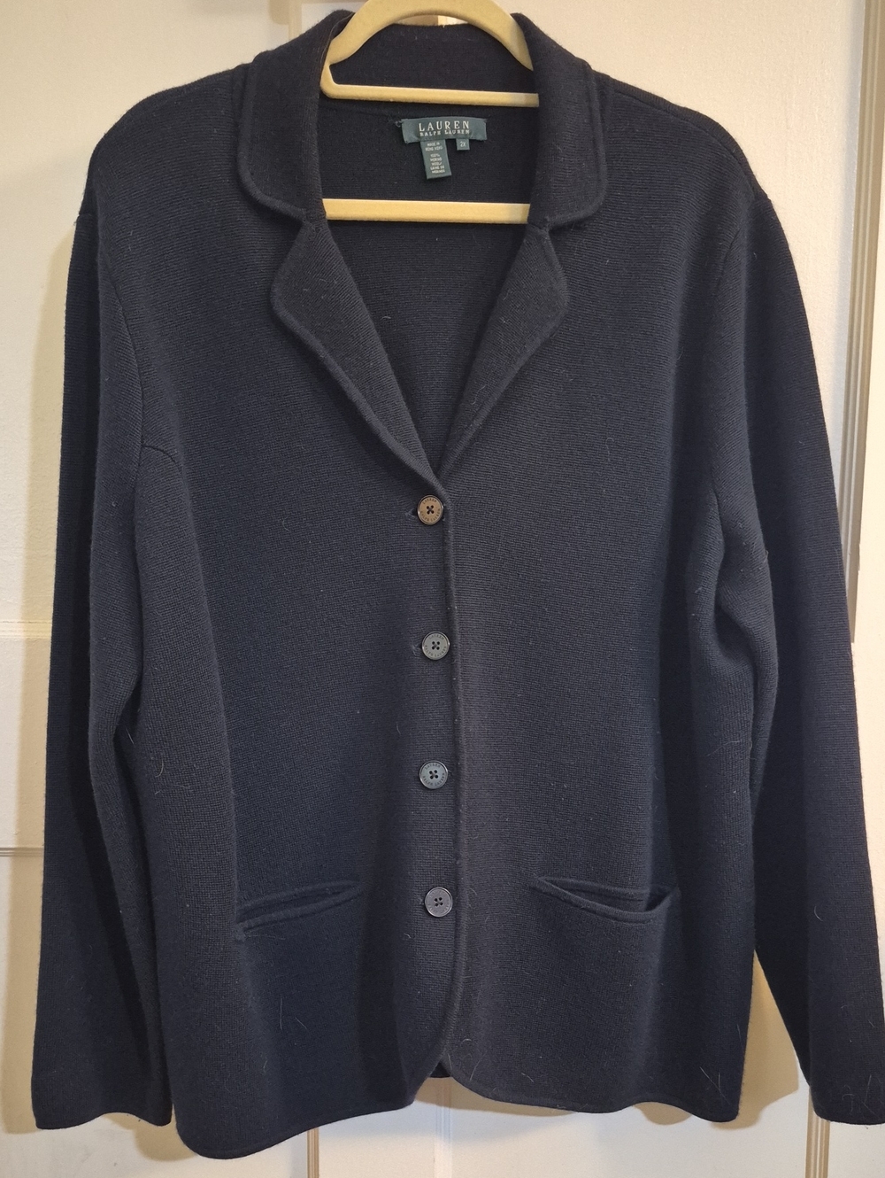 Ralph Lauren Dark Navy Button-Front Cardigan Sweater